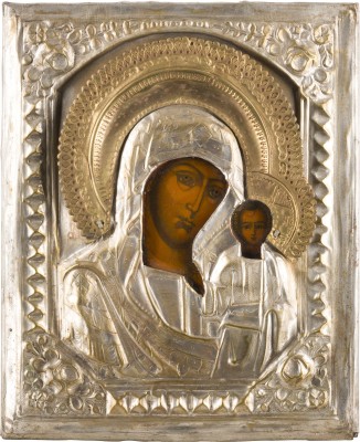 Bild IKONE MIT DER GOTTESMUTTER VON KASAN (KASANSKAJA) MIT OKLAD