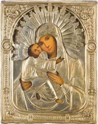Bild KLEINE IKONE MIT DER GOTTESMUTTER VON WLADIMIR (WLADIMIRSKAJA) MIT OKLAD