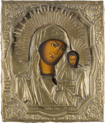 Bild IKONE MIT DER GOTTESMUTTER VON KASAN (KASANSKAJA) MIT OKLAD