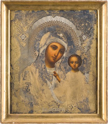 Picture IKONE MIT DER GOTTESMUTTER VON KASAN (KASANSKAJA) MIT VERMEIL-OKLAD