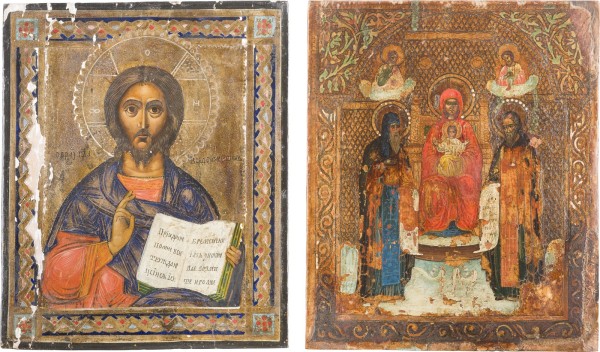 Picture ZWEI IKONEN: CHRISTUS PANTOKRATOR UND GOTTESMUTTER PETSCHERSKAJA