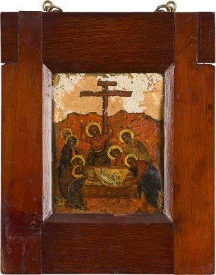 Auktion 142<br>FEINES TABLETKA MIT DER BEWEINUNG CHRISTI UND DER HÖLLENFAHRT