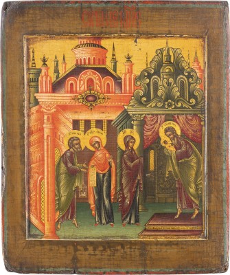 Auktion 142<br>IKONE MIT DER DARBRINGUNG CHRISTI IM TEMPEL