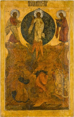 Bild MONUMENTALE IKONE MIT DER VERKLÄRUNG CHRISTI AUS EINER KIRCHEN-IKONOSTASE