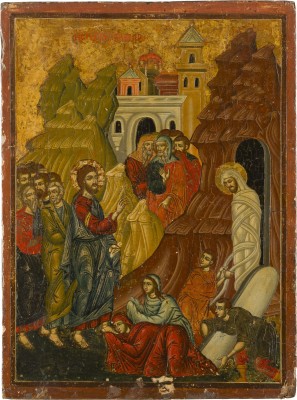 Picture GROSSFORMATIGE UND SELTENE IKONE MIT DER ERWECKUNG DES LAZARUS