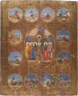 Picture MONUMENTALE IKONE MIT DER KREUZIGUNG CHRISTI UND DEM MARTYRIUM DER APOSTEL
