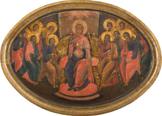 Auktion 142<br>GROSSFORMATIGE IKONE 'PFINGSTEN' AUS EINER KIRCHEN-IKONOSTASE