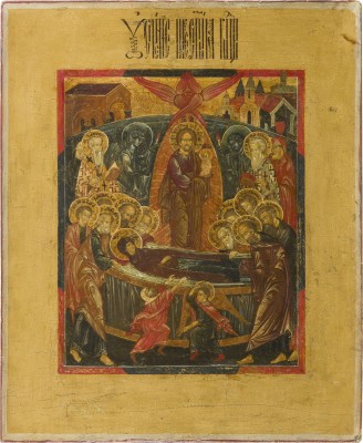 Auktion 142<br>GROSSE IKONE MIT DEM ENTSCHLAFEN DER GOTTESMUTTER (KOIMESIS)