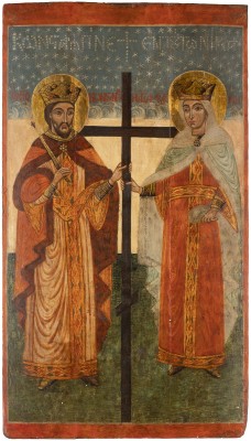 Auktion 142<br>MONUMENTALE IKONE MIT DEN HEILIGEN KOSTANTIN UND HELENA
