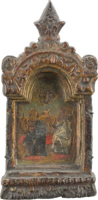Auktion 142<br>KLEINES MITTELTEIL EINES TRIPTYCHONS MIT DER NEUTESTAMENTLICHEN DREIFALTIGKEIT