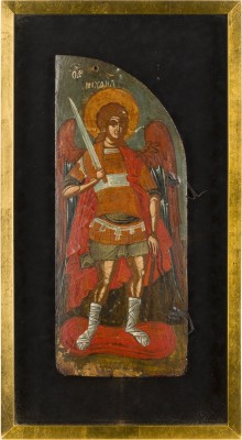 Auktion 142<br>GROSSER FLÜGEL EINES TRIPTYCHONS MIT DEM ERZENGEL MICHAEL