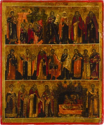 Auktion 142<br>SELTENES TABLETKA MIT DEN HEILIGEN DES MONATS FEBRUAR