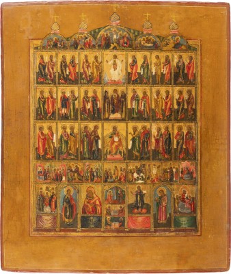 Auction 142<br>FEINE IKONE MIT DER WIEDERGABE EINER KIRCHEN-IKONOSTASE