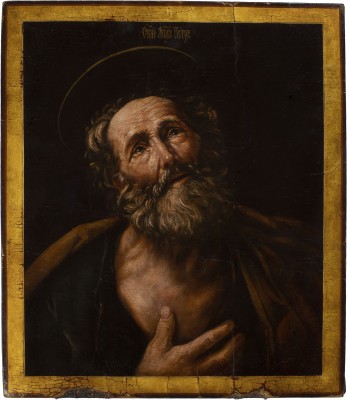 Auktion 142<br>SELTENE IKONE MIT DEM WEINENDEN APOSTEL PETRUS ('DER REUMÜTIGE PETRUS' NACH GUIDO RENI)