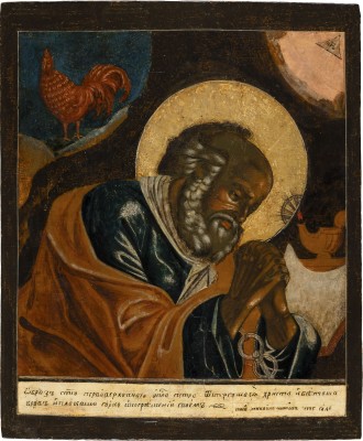 Auktion 142<br>SEHR SELTENE, SIGNIERTE UND DATIERTE IKONE MIT DEM APOSTEL PETRUS