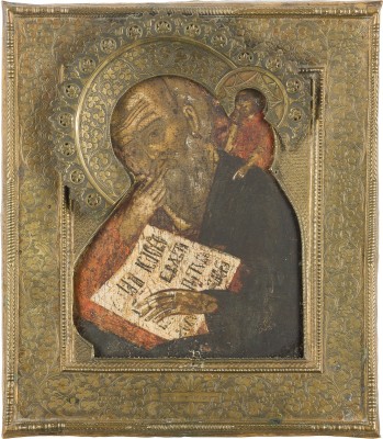 Auction 142<br>IKONE MIT DEM HEILIGEN JOHANNES, THEOLOGE IM SCHWEIGEN MIT RIZA