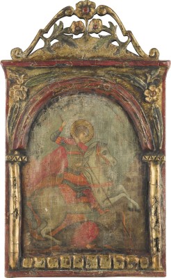 Auction 142<br>GROSSE IKONE MIT DEM HEILIGEN GEORG DEM DRACHENTÖTER