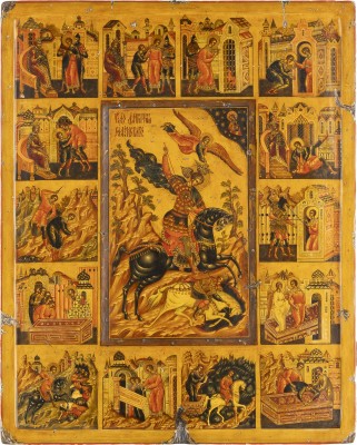 Auktion 142<br>GROSSFORMATIGE UND FEINE VITA-IKONE MIT DEM HEILIGEN DEMETRIUS VON THESSALONIKI