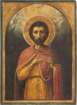 Auktion 142<br>GROSSE IKONE MIT DEM HEILIGEN MÄRTYRER NIKEPHOROS