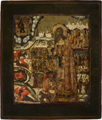 Bild FEINE IKONE MIT DEM HEILIGEN MODEST, PATRIARCH VON JERUSALEM - SCHUTZHEILIGER DES VIEHS