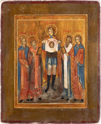 Bild KLEINE IKONE MIT DEN TIERPATRONEN BLASIUS, MODESTUS, FLORUS UND LAURUS
