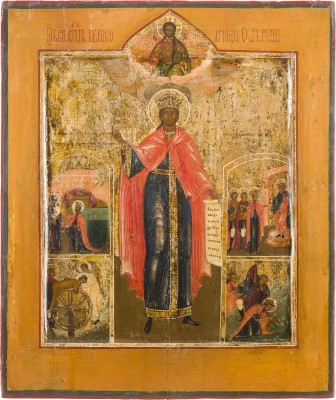 Picture IKONE MIT DER HEILIGEN MÄRTYRERIN KATHARINA MIT SZENEN IHRES LEBENS UND MARTYRIUMS