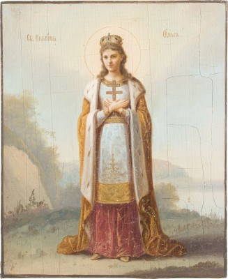 Auktion 142<br>KLEINE IKONE MIT DER MÄRTYRERIN OLGA