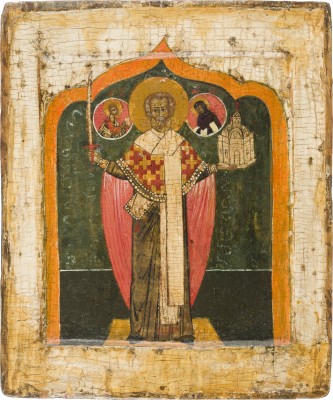 Auction 142<br>KLEINE IKONE MIT DEM HEILIGEN NIKOLAUS VON MOSCHAISK