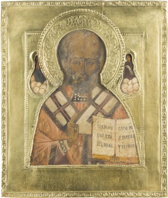Auction 142<br>IKONE MIT DEM HEILIGEN NIKOLAUS VON MYRA MIT RIZA