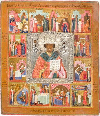 Auction 142<br>VITA-IKONE MIT DEM HEILIGEN NIKOLAUS VON MYRA MIT RIZA