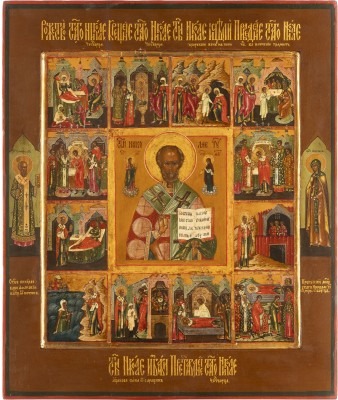 Auktion 142<br>GROSSE UND FEINE VITA-IKONE MIT DEM HEILIGEN NIKOLAUS VON MYRA