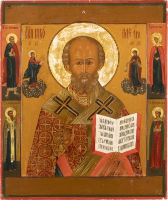Auktion 142<br>GROSSFORMATIGE IKONE MIT DEM HEILIGEN NIKOLAUS VON MYRA