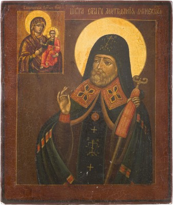 Picture IKONE MIT DEM HEILIGEN MITROFAN VON WORONESCH UND DER GOTTESMUTTER VON SMOLENSK