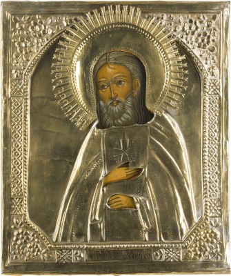Bild IKONE MIT DEM HEILIGEN SERAFIM VON SAROW MIT OKLAD