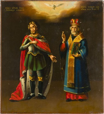 Auction 142<br>IKONE MIT DEN HEILIGEN ALEXANDER NEWSKI UND NIKOLAUS VON MYRA