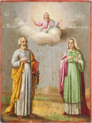 Auktion 142<br>IKONE MIT DEM APOSTEL PETRUS UND DER HEILIGEN VIKTORIA