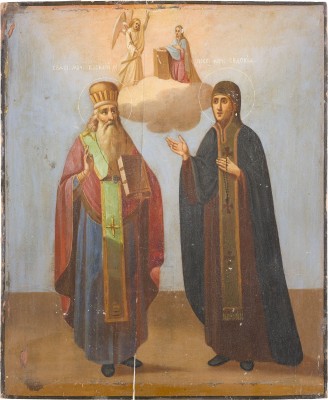 Auction 142<br>IKONE MIT DEN HEILIGEN BASILIUS DEM GROSSEN UND EUDOKIA