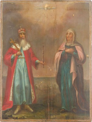 Auktion 142<br>IKONE MIT DEN HEILIGEN WLADIMIR UND ANNA