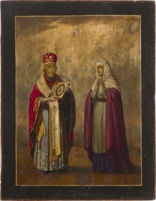 Auktion 142<br>IKONE MIT DEN HEILIGEN NIKOLAUS VON MYRA UND ANNA