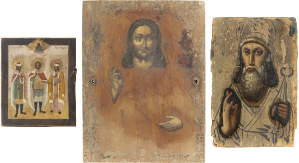 Picture DREI IKONEN: CHRISTUS PANTOKRATOR UND AUSGEWÄHLTE HEILIGE