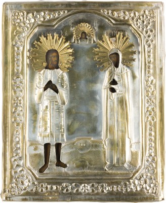 Picture IKONE MIT DEN HEILIGEN MIT OKLAD, DARUNTER DER HEILIGE ALEXEJ, MANN GOTTES