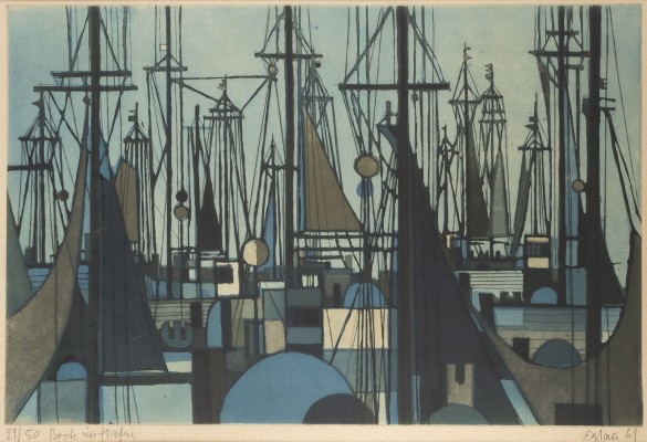 Auktion 144<br>KONVOLUT VON 3 (FARB) RADIERUNGEN ('BOJEN UND FANGKÖRBE' (1960), 'BOOTE AM HAFEN' (1961), 'INDUSTRIE BERGBAU' (1962))