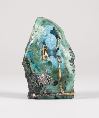 Auktion 144<br>'TANZ IN DEN FRÜHLING' (GEODEN-SKULPTUR MIT GELBGOLD, STERLINGSILBER, TÜRKIS UND 3 BRILLANTEN)