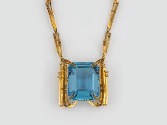 Auktion <br>HOCHBEDEUTENDES SANTA MARIA AQUAMARIN COLLIER VON THEODOR WENDE AUS DER SAMMLUNG FRITZ NIESCHER (CHEMNITZ)