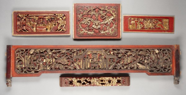 Auction 143<br>EIN FÜNFTEILIGES KONVOLUT VON GOLDLACKIERTEN HOLZRELIEFTAFELN