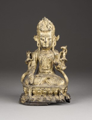 Auktion 143<br>EINE VERGOLDETE FIGUR VON BODHISATTVA AUS BRONZE