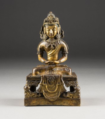 Auktion 143<br>EINE SITZENDE FIGUR VON AMITAYUS AUS BRONZE