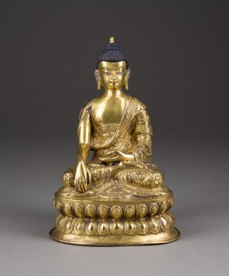 Auktion 143<br>EINE VERGOLDETE BRONZE-FIGUR DES BUDDHA SHAKYAMUNI
