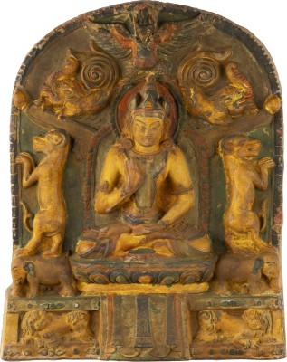 Bild EINE POLYCHROMIERTE STELE VON AMOGHASIDDHI AUS TERRAKOTTA