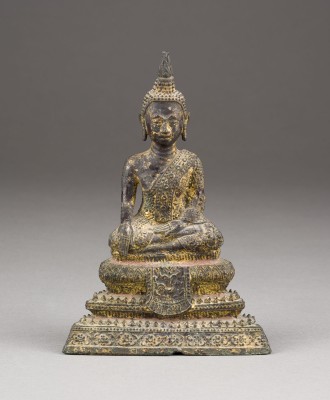 Picture EIN SITZENDER BUDDHA AUS VERGOLDETER BRONZE